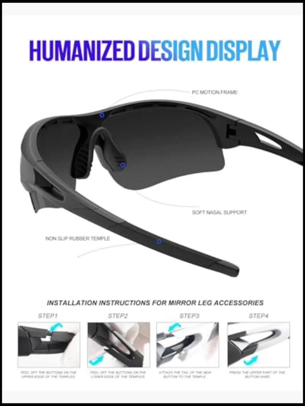 Polarized Sports Sunglasses with UV400 Protection for Running Golf Fishing